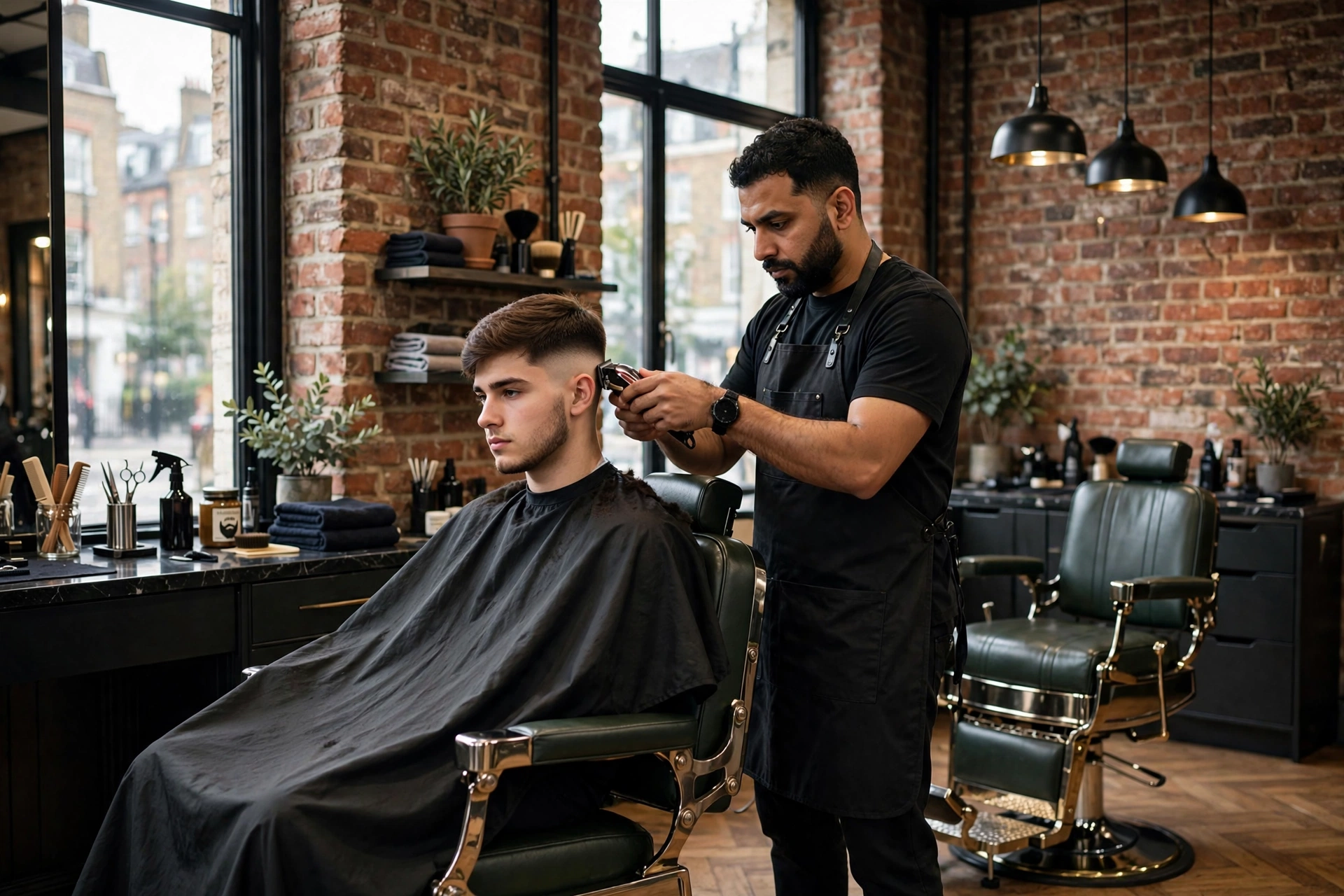 Style Today barber doing skin fade in London barbershop
